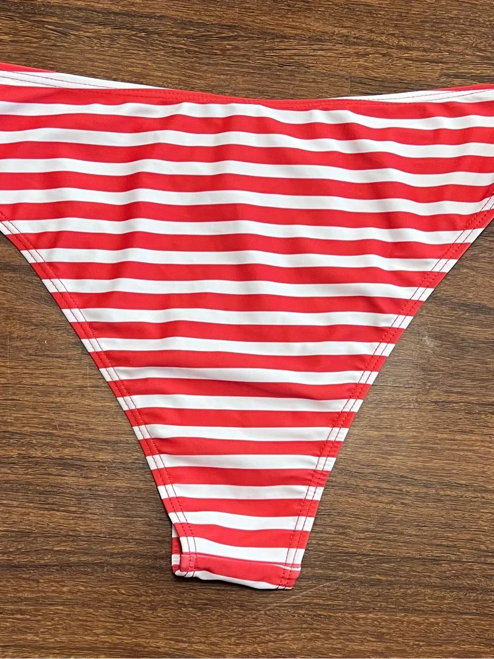 NWOT Red & White Striped Bikini Bottom Size Large